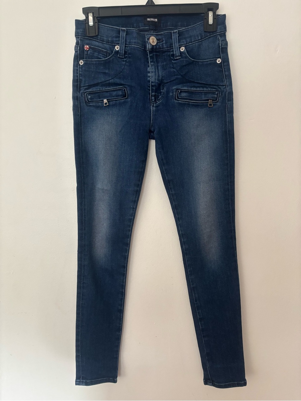Hudson Women’s Skinny Jeans Size 25 Dark Wash Zip Pocket Stretch Denim